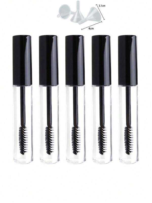Tubo de máscara de pestañas negra con embudo, minimalista y de uso práctico y versátil