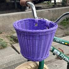 1pc Handwoven Basket, Kids Bicycle Basket, Rattan Look Bike Basket For Children & Adults Electric Bike - Multicolor - View 9