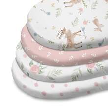 4-Pack Deer And Rose Ultra-Soft Fitted Crib Sheet, Elastic Stretchable Bassinet Mattress Cover For Infant Boys & Girls - Hươu và hoa hồng - Xem 7