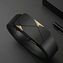 1pc Fashionable Men's Belt With Automatic Buckle, High-End Design Suitable For Young And Middle-Aged Gentlemen