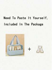1 peça Bolsa de Maquiagem Monograma PVC Transparente, Organizador de Maquiagem Portátil à Prova d'Água, Bolsa de Transporte de Artigos de Higiene Pessoal de Chuveiro para Mulheres (Letra A~Z), Um Presente para a Mãe, Itens Essenciais de Bolsa de Praia, Acessórios de Férias, Nécessaire de Viagem de Cosméticos para o Dia dos Namorados, Nécessaires de Zíper para Suprimentos de Unhas