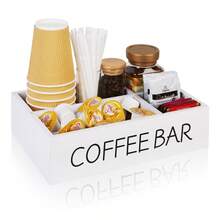 Organizador de estación de café con alfombrilla para café, organizador de barra de café para encimera, soporte de madera para cápsulas de café, organizador de almacenamiento de condimentos de café y té para accesorios de café