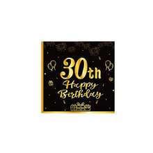 10 件/20 件/40 件/60 件/套，30 岁生日派对装饰 30 岁主题生日派对餐具复古 1995 年派对用品 30 岁生日派对装饰盘子餐巾黑色和金色餐具男士女士礼品餐桌装饰万圣节餐桌装饰 - 黑色30歲 - 查看 13