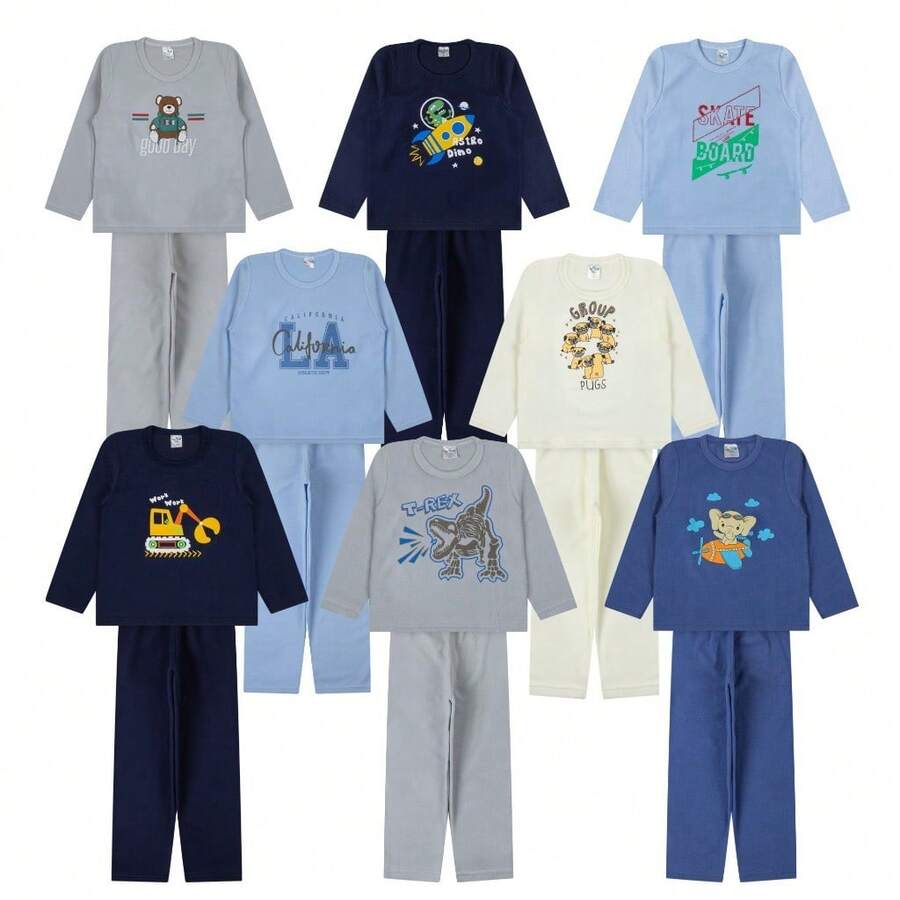Plush Boy Winter Pajama Set Warm Plush Pajamas For Children And Youth - hỗn hợp - Xem 1