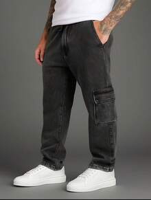 Cargo Pants Skate Khaki Streetwear Retro 6 Bags Aesthetic Pinterest Tumblr Cuffless - màu xám khói - Xem 1