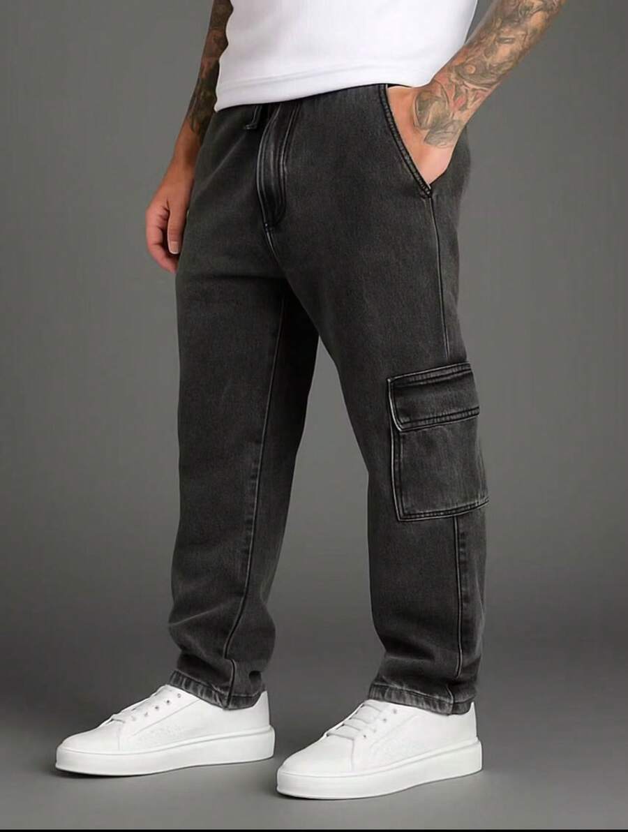 Cargo Pants Skate Khaki Streetwear Retro 6 Bags Aesthetic Pinterest Tumblr Cuffless - màu xám khói - Xem 1