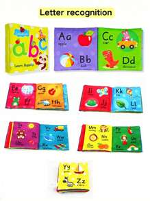 0-3 Years Old Baby Three-Dimensional Cloth Book With Bright Colors, English Letters, Numbers, Colors And Graphics, Cognitive Enlightenment Educational Toys, Baby Early Education Toys, Tear-Resistant Paper With Sound