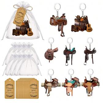 8 Sets -24 Western Cowboy Themed Party Sets,Western Saddle Keychains, 8 Western Car Interior Keychains, Personalized S For Horse Enthusiasts, 8 Thank-You Cards, And 8 Western Themed Party Bags Are Included As S For Friends Car Accessories Bag Charm Backpack For School Christmas Gift Ideas Bag Accessories Lanyards With Id Holder Car Accessories Bag Charms Car Accessories Teacher Sister