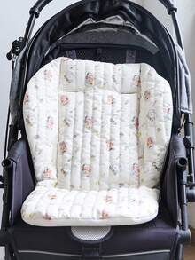 1 件绗缝刺绣婴儿推车垫，薄款四季刺绣座垫 - 米色 - 查看 9