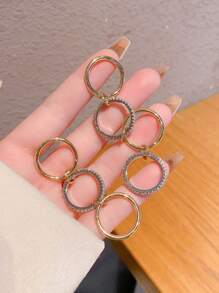 1pc Fashionable Elegant Bicolor Cubic Zirconia Multi-Element Interlocking Ring