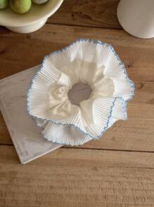 1pc Ruffled Hair Scrunchie, French Sweet Double-Layered Fluffy Oversized Hair Bobbles For Buns & Ponytails, Hair Tie, Hair Accessory ,Hair Accessories, Scrunchy Hair Ties