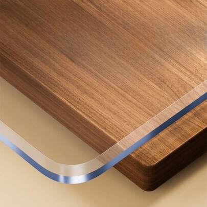 1 pieza Protector de mesa de vinilo, grosor de 1.5 mm, semi-transparente, resistente a las manchas, impermeable, de unicolor, no textil, para comedores, mesas de café, escritorios - Decoración de Acción de Gracias