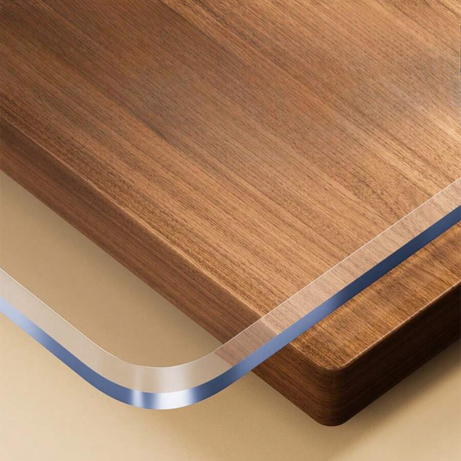 1pc Vinyl Table Mat Protector, 1.5mm Thick, Semi-Transparent, Stain-Resistant, Waterproof, Solid Color, Non-Textile, For Dining, Coffee Tables, Desks - Thanksgiving Decor - Transparent 1.5mm - View 1