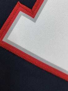 Atonmore Camiseta casual de cuello en V con bordado y costuras de manga corta, color azul, para hombre - Estilo jersey de fútbol americano, rugby y deportivo