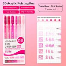 6 Colors Languo Feutre Acrylique Paint Markers Pens Stationery Acrylic Gel Pen 1.0mm For Rock Ceramic Glass Wood Drawing Writing Art Supplies Back To School