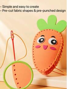 5件套儿童手工缝纫套装，DIY缝纫材料，益智玩具，拼图减压，学前礼物 - 青蛙、草莓、胡萝卜、小熊；5件套缝纫套装，缝纫工具，幼儿园亲子互动教育材料套装 - 彩色 - 查看 6