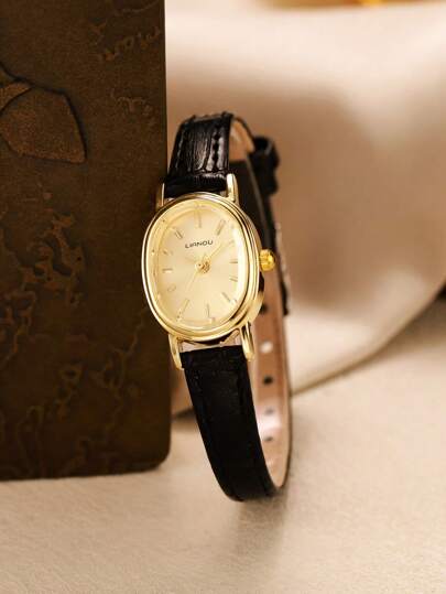 LI Watch, Oval Dial Pu Strap, Vintage Classic Business Ladies Quartz Watch. Can Be Life, Ideal Birthday Holiday (No Box) view 2
