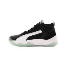 Puma Lightweight Cushioned Mid-Top Basketball Shoes, Unisex Retro Sports Casual Sneakers 37489901 - Black-puma White - View 2