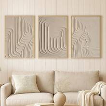 2D Flat, 3 sztuki 2D/Flat Print, Oprawione plakaty, Gotowe do powieszenia, Minimalistyczna abstrakcyjna sztuka luksusowa, Sztuka liniowa, Wystrój domu, Sztuka ścienna, Dekoracja pokoju, Prezent świąteczny, Salon, Sypialnia, Jadalnia, Wiszący obraz do dekoracji biura, 2D Flat, Opcjonalna rama