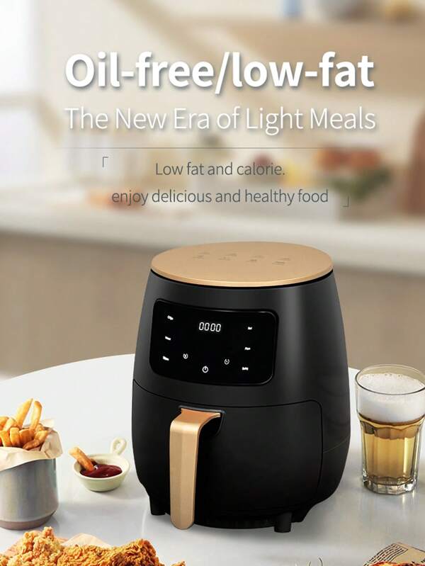 1pc 4.5L/4.75qt Air Fryer, 220V 1400W Strong Power, 360° Hot Air Circulation, LED Touch Screen, Multi-Functional Kitchen Appliance, Healthy Cooking, Oilless Frying, Rapid Heating, Suitable For Home & Office
