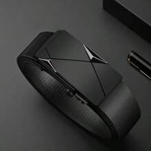 1pc Fashionable Men's Belt With Automatic Buckle, High-End Design Suitable For Young And Middle-Aged Gentlemen
