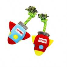 创意毛绒宠物狗发声毛绒玩具耐咬火箭形状狗互动玩具柔软狗咀嚼玩具