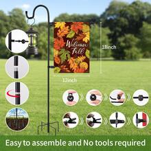 Metal Garden Flag Holder Stand With Shepherds Hooks - Heavy Duty Outdoor Flag Pole Stake For 12x18 Small Yard Flags, Lawn Decor, House Number Sign | Rustproof, Adjustable Clip & Stopper | Easy Install - Nhiều màu - Xem 4