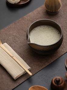 4pcs/5pcs Japanese Vintage Glazed Ceramic Matcha Tea Set, Including Matcha Bowl With Spout, Bamboo Matcha Whisk, Matcha Scoop, Whisk Stand, Stainless Steel Sifter (For Matcha Tea Ceremony), Gift Back To School