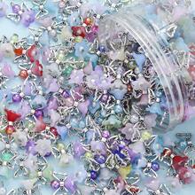 10/20pcs Assorted Colorful Flower Angel Wing Pendant Charms, Suitable For DIY Bracelets, Necklaces, Bags, Keychains, Jewelry Accessories - Multicolor - View 8