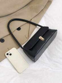 Borsa a bauletto vintage in pelle PU morbida con decorazione in metallo a forma di conchiglia, borsa a spalla da donna, nuova borsa da donna, borsa piccola, borsa a tracolla, borsa quadrata piccola