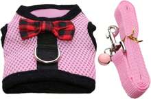 Rypet Animal Harness And Leash - Soft Mesh Pet Harness With Safe Bell, No Pull Comfort Padded Vest For Small Pet Black S