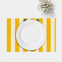 4 Pieces Black Bat Purple And Yellow Plaid Stripes, 12.5*16.5 Inch Insulated Rectangular Linen Table Mats For Holiday Party, Kitchen, Dining Room, Home Table Decoration Placemats