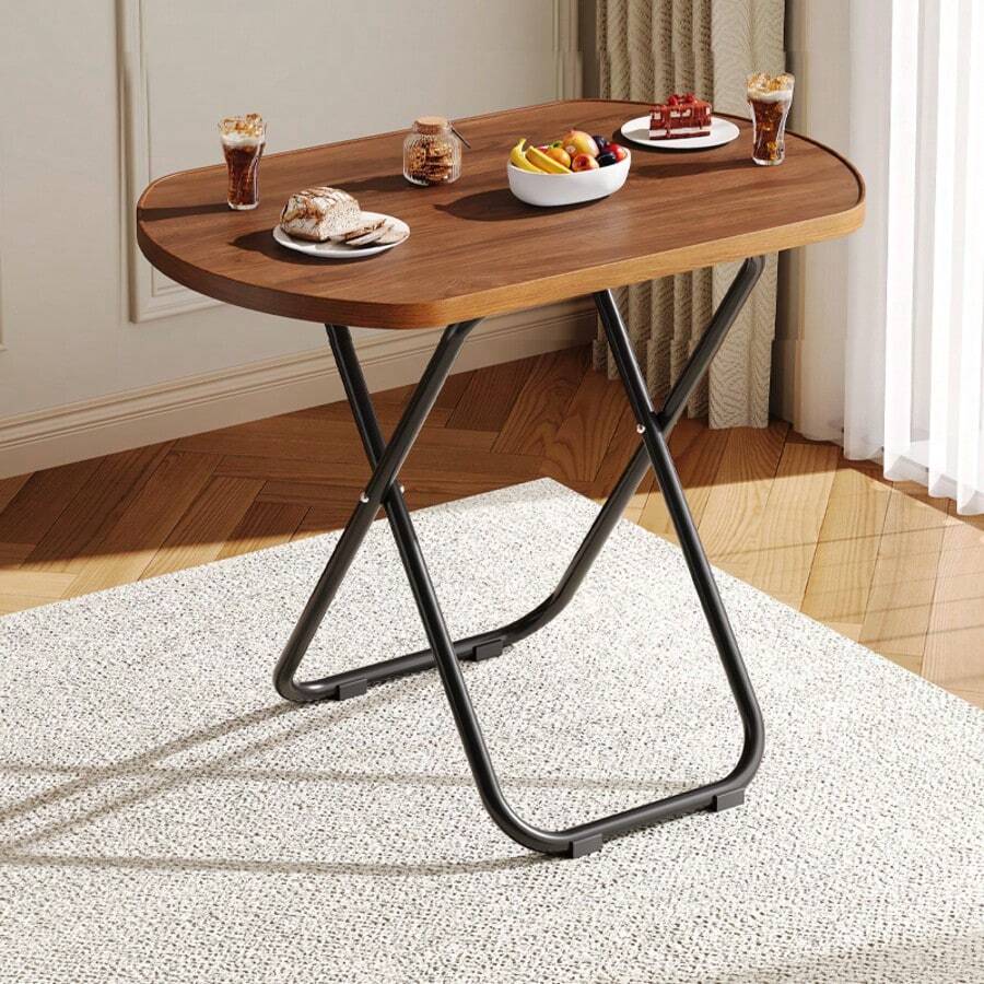 DYJ DAYIKA-S Stable Tray Table With No Assembly Required, TV Dinner Tray For Eating, Foldable Snack Tables For Bed/Sofa/ Living Room - Walnut Large - View 1
