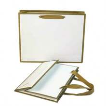 3 piezas Bolsas de regalo con borde dorado, para empaquetar regalos de boda, fiestas y vacaciones, bolsas de papel para ropa/joyería