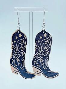 1 Set di orecchini pendenti con stelle dallo stile western cowboy, orecchini alla moda minimalisti con stampa personalizzata bifacciale