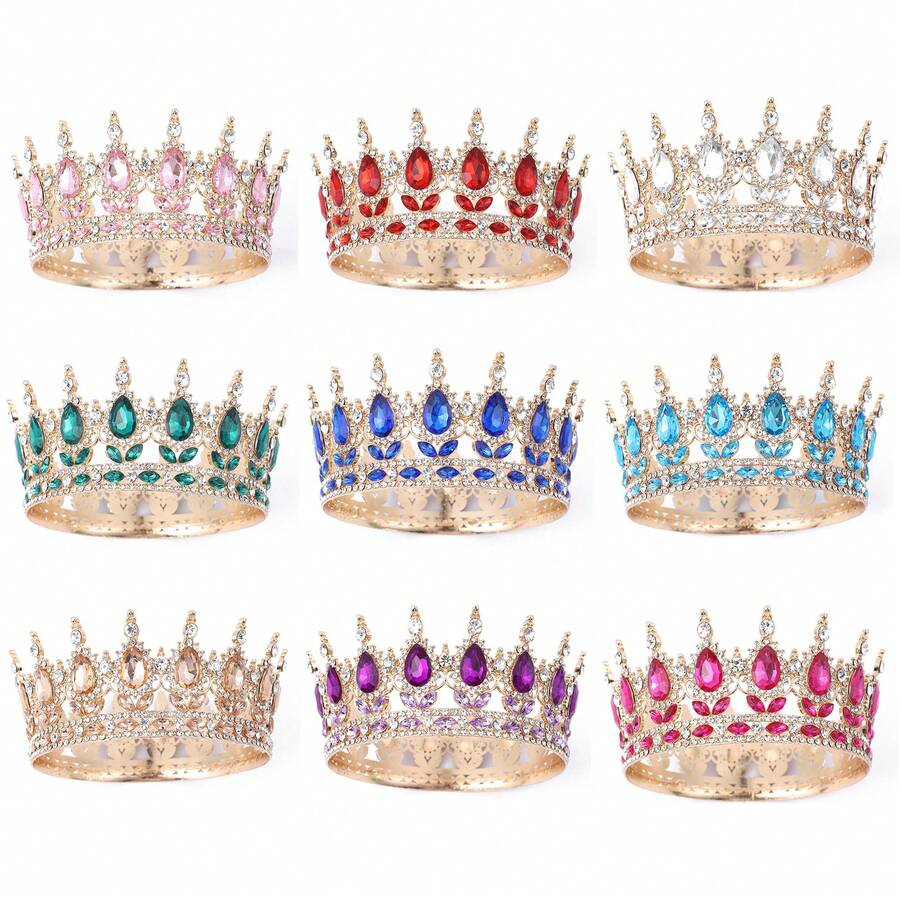 1 chiếc vương miện pha lê lớn sang trọng dùng để trang trí bánh sinh nhật. - Nhiều màu - Xem 1