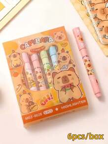 1 Stück/3 Stück/6 Stück/12 Stück bunte fluoreszierende Capybara Stifte, hochwertige augenfreundliche farbige Schreibstifte für Journaling (6 Stück/Box), schnelltrocknende Feinspitz Markierstifte, Umriss Stifte, kreative hochwertige Studenten Marker, permanente wasserfeste Reifen Graffiti Stifte für Textilien und Holz, geeignet für Kunst, Handwerk, Büromaterial, Geschenkverpackung, schreiben fließend