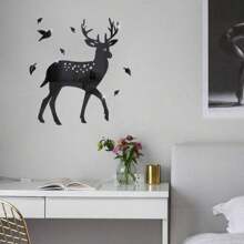 1pc 3D Acrylic Nordic Deer Wall Decor, Creative Animal Home Decor For Living Room And Bedroom, New Style Self-Adhesive Wall Sticker