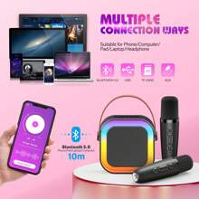 Karaoke Machine For Adults, Portable Bluetooth Mini Karaoke Microphone Singing Speaker Karaoke Player With 2 Wireless Mic, For All Smartphones,Birthday, Family,Home Party