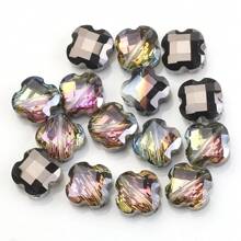 30 Peças/Pacote 9*12mm Oval 12mm Contas de Vidro de Trevo de Quatro Folhas, Contas Soltas Eletrorrevestidas para Acessórios de Joias DIY, Chaveiros, Encantos de Celular