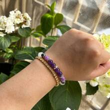 1 Obsidian Amethyst Bead Bracelet, Neutral Protective Jewelry Bracelet