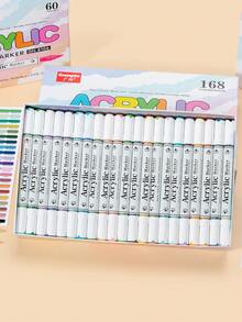 GuangNa 60/120/168 色双头丙烯酸马克笔 - 水彩笔马克笔无需按压的液体笔，适用于在石头、玻璃、陶瓷、金属、木材上绘画和涂鸦 - 非常适合万圣节、圣诞节、复活节、感恩节和新年工艺品返校