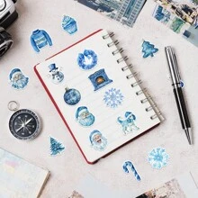 50 pezzi Adesivi natalizi blu 2025, adesivi in vinile per scrapbooking, diario, computer portatile, paraurti, skateboard, borraccia, computer, telefono, cartoni animati, elmetto, adesivi e decalcomanie per auto