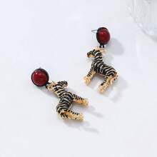 1 Pair Zebra Pattern Dangle Earrings For Women, Suitable For Daily Wear, Parties And Music Festivals