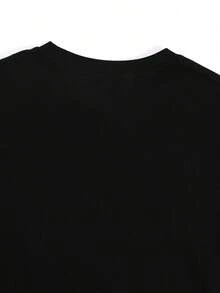 Camiseta con motivos minimalistas de astrología y astronomía con luna y sol; Regalos del Aniversario SY - Negro - Ver 3