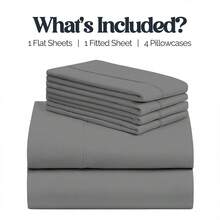 Slay Your Sleep: Cloud-Soft Cooling Bamboo Blend Sheets – 6-Piece Set W/ Deep Pockets – Breathable, All-Season Bedding, No Wrinkles, No Stress, Cozy Vibes Only – Twin, Full, Queen, King, Cal King - 淺灰色 - 查看 3