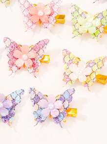 2pcs Colorful Sequined Cute Butterfly Hair Clips, Decorative Hair Accessories, 3D Butterfly Hair Clip Set, Alloy Butterfly Hair Clips With Rhinestone Decor