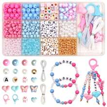 1 Set New Beaded Bracelet, Casual & Cute Designs, Multiple Cartoon Pattern DIY Matching Styles, Various Holiday Sets, Girly Style, Jewelry Decor, Small Pendant, Arts & Crafts, Gift Toys For Friends, Handmade Beading, Easy To Match Your Own Style