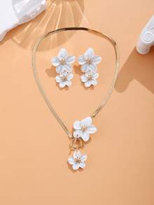 Boho Style Flower Vacation Earrings & Necklace Set, Elegant Big Flower Pendant Jewelry Set, Exaggerated Personalized Accessories Set, Party Gift For Women - Necklace and Earrings Set - View 13