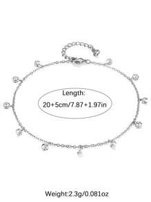 [Brillo lujoso] Tobillera de mujer de plata de ley 925 totalmente pavimentada con circonita cúbica, joyería para los pies con cadena de flecos de moda, versátil para uso diario, citas, fiestas y regalos de cumpleaños para novias